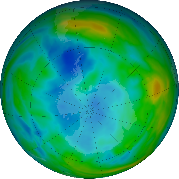 Antarctic ozone map for 28 June 2025